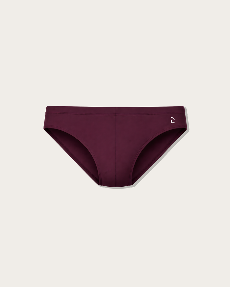 Reputation Signature Swim Brief 01 in noir plum, flat lay