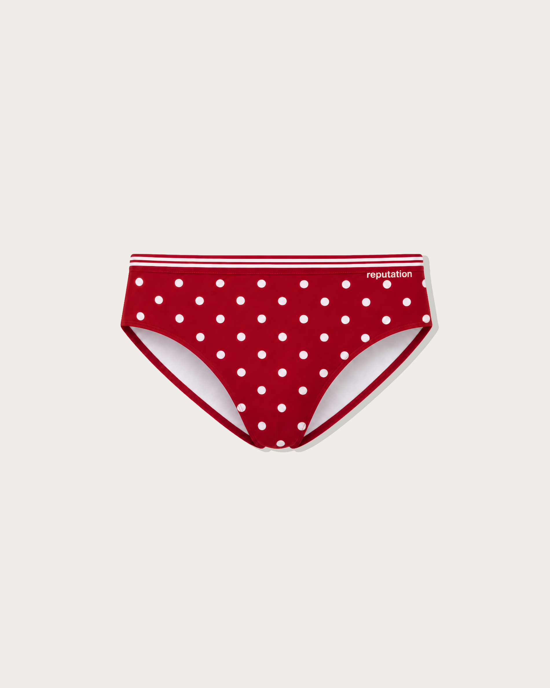 Reputation Signature Sunga 02 Polka Dots in red, flat lay