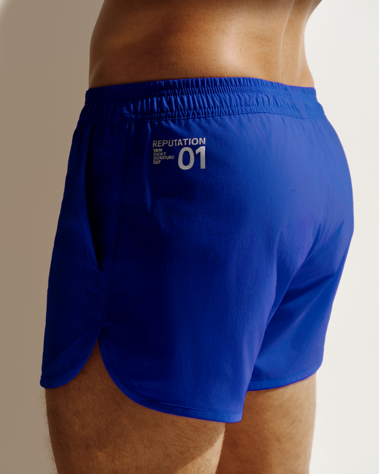 Reputation Signature Short 01 in royal blue, side view