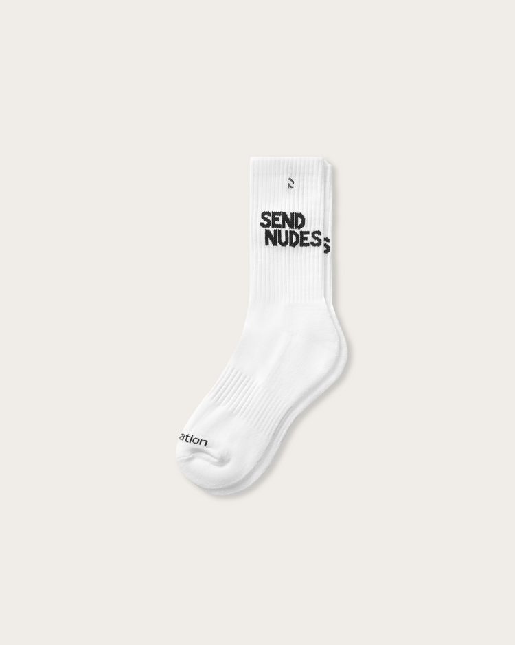 Reputation Send Nudes crew socks in white, alternate view